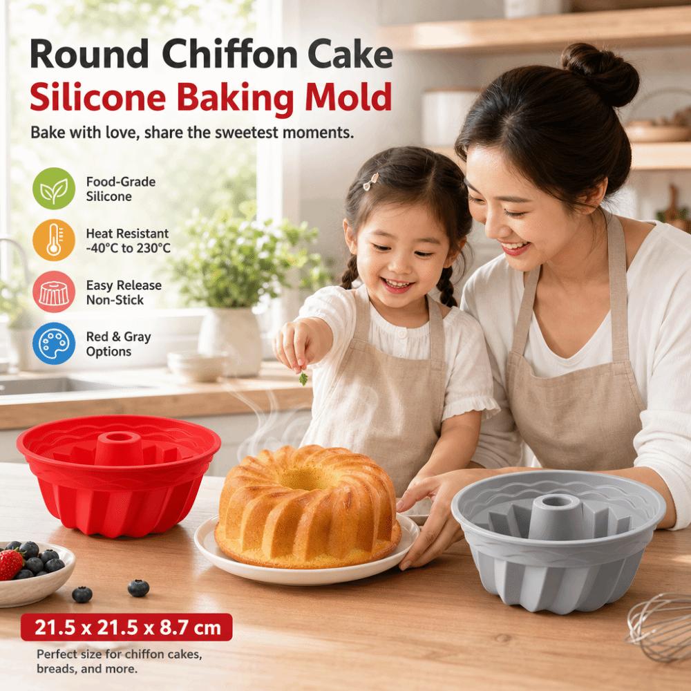 Silicone Chiffon Cake Mold 3D Baking Silicone Molds Round Fluted Tube Pans for Gelatin