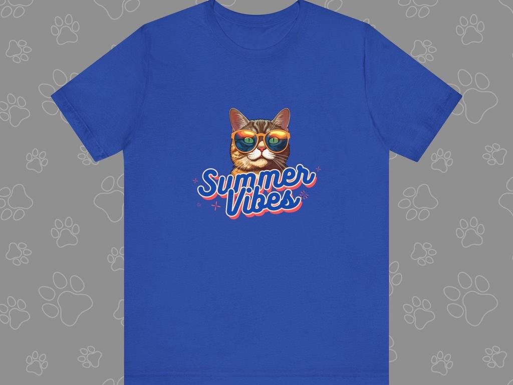 Summer Vibes Cat T-Shirt - Cute Cat Tee for Cat Lovers | Summer Cat Print by Catsky Designs