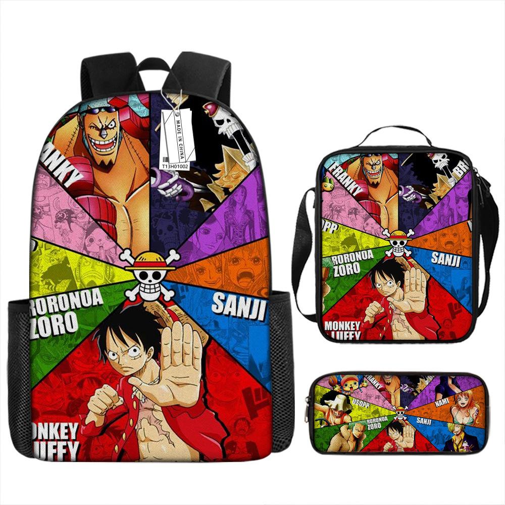 Рюкзак One Piece Школьный рюкзак для студентов Рюкзак Луффи Сумка-портфель Пенал