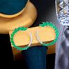 CMM Designable Fashion Brand Jewelry Green Zirconia Elegant Half Round Leaf Big Post Stud Earrings for Women