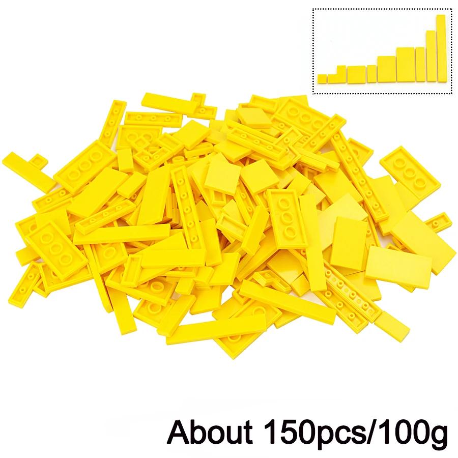 150 шт. Городские тонкие кирпичики Разноцветные DIY Модель Гладкие тонкие строительные блоки Игрушечные детали Крупногабаритные фигурки Образовательные детские игрушки Подарок