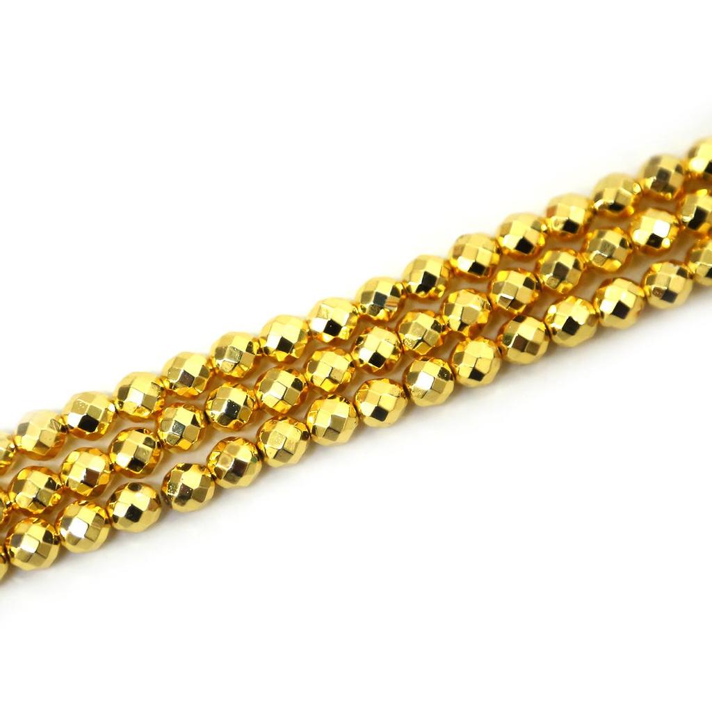 Gold Silvers Faceted Round Black Hematite Natural Stone 4/6/8/10mm Spacer Loose Beads For Jewelry Making