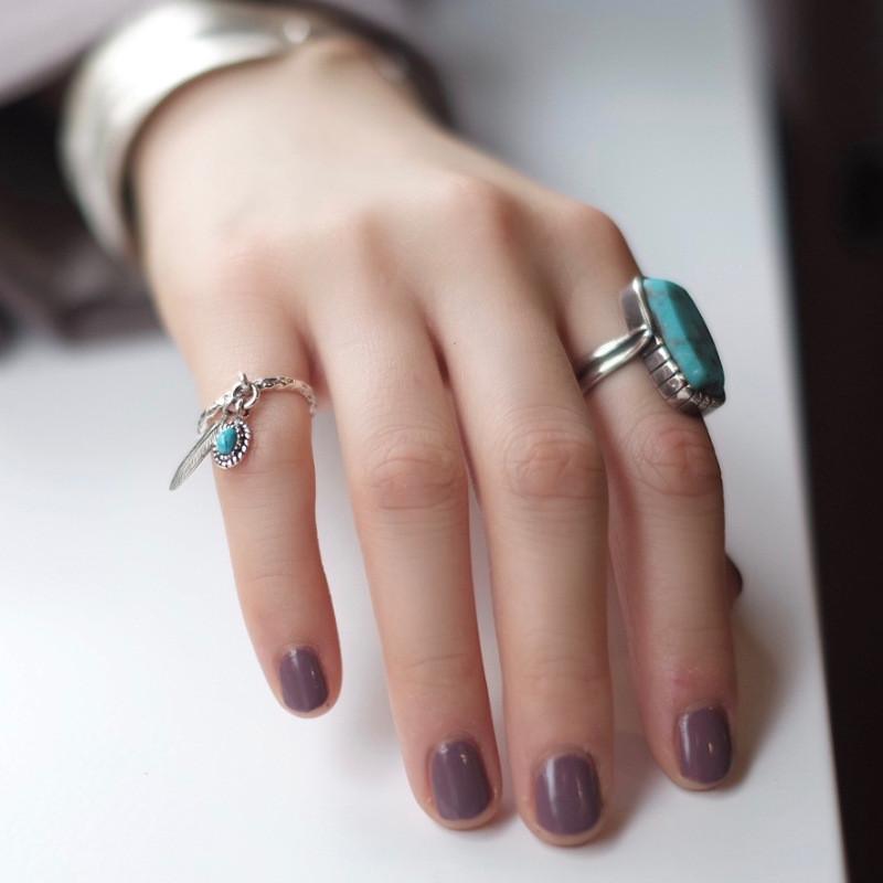 Stylish Geometric Open Adjustable Copper Ring For Women With Vintage Hawk Feather Design