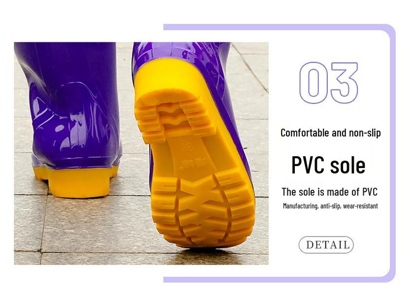 Waterproof Women's Fashion Long Rain Boots - Wear-resistant, Non-slip Rubber for Commuting or Kitchen Use