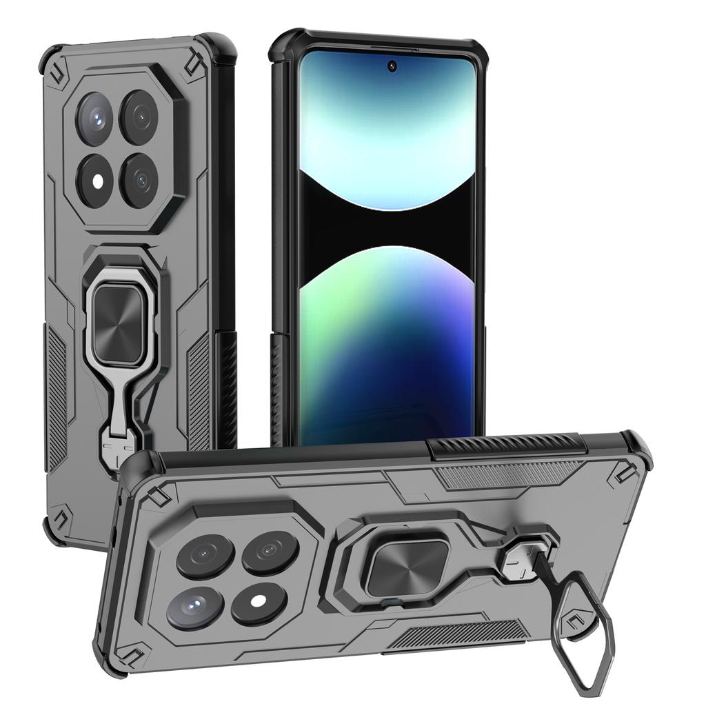 For Xiaomi Redmi Note 14 Pro+ 5G Case Rotatable Ring Kickstand PC+TPU Shockproof Phone Cover