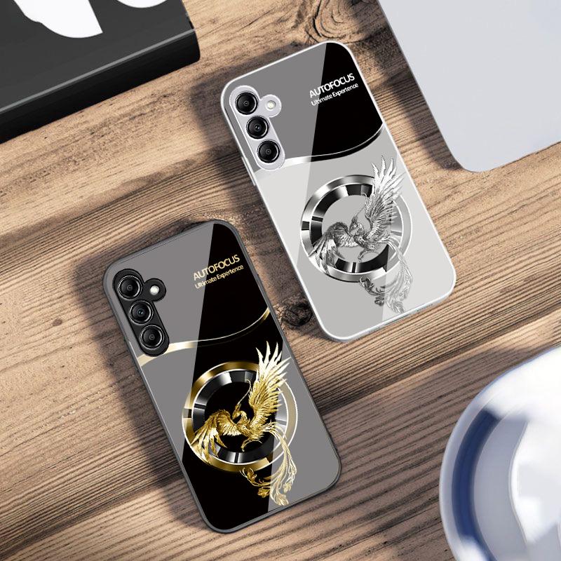Красивый розовый феникс для Samsung A73 72 71 A70 56 55 54 A53 52 51 A50 42 A35 A34 33 32 31 26 25 24 23 22 30 стеклянный чехол для телефона
