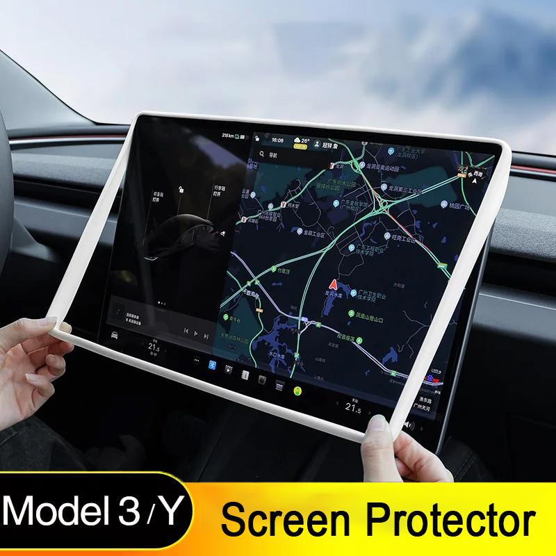 Для Tesla Model 3 Y Силиконовая Защитная Рамка Покрытие Края Аксессуары Центральной Консоли Защитная Пленка Экрана Навигации Отделка Салона