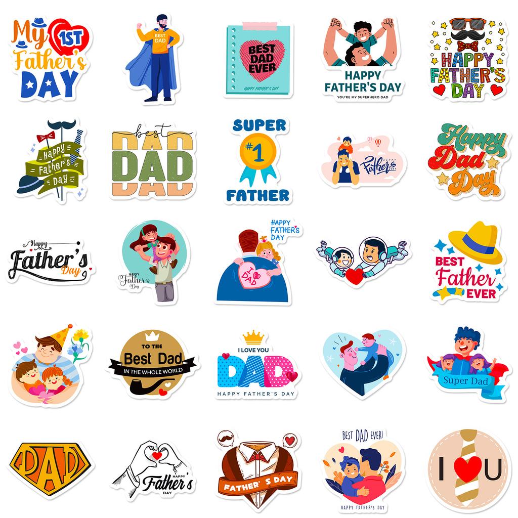 50 Father'S Day Themed English Short Sentences, Gifts, Water Glasses, Suitcases, Decorative Stickers, Waterproof Stickers