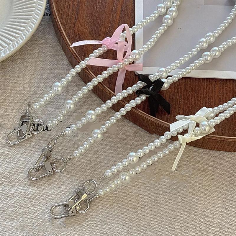 Универсальный анти-потеря телефон шнурок патч прокладка длинный кроссбоди жемчужный бант мобильный телефон цепочка женский длинный шейный и плечевой ремень