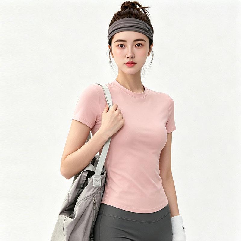 Pilates Fitness Short Sleeve T-Shirt Women's Yoga Clothing Slim Elastic Quick-Drying Breathable Running Top