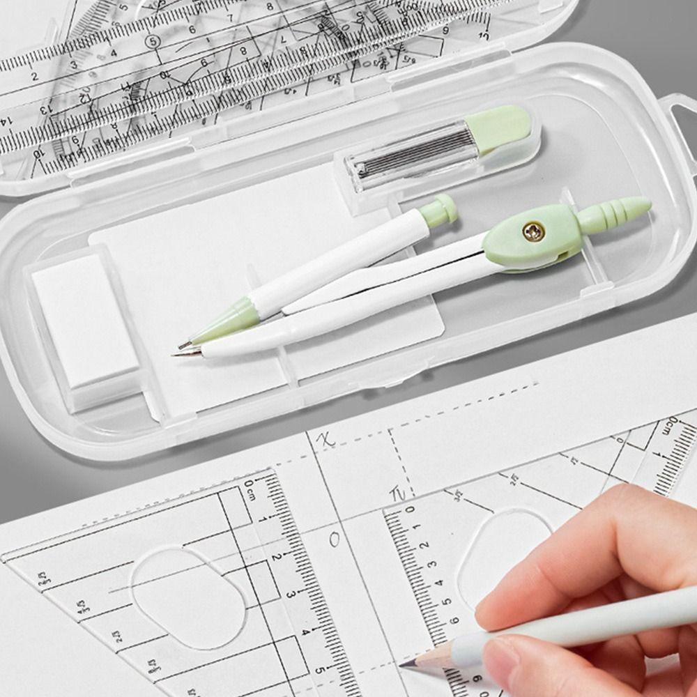 8PCS/Set Eraser Protractor Transparent Drawing Tool High Quality Measuring Ruler Students