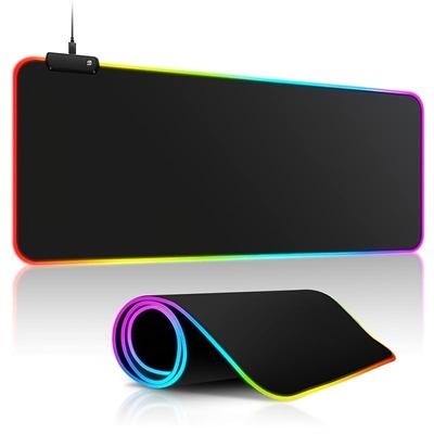 Большой игровой коврик для мыши RGB с 14 режимами освещения, сенсорное управление, удлиненный мягкий коврик для компьютерной клавиатуры, нескользящая резиновая основа, 800×300×4 мм