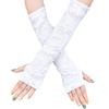 1 Pair Thumbhole Design Long Halloween Fingerless Gloves Casual Ripped Holes Decor Adult Cosplay Gloves Punk Style Arm Sleeves