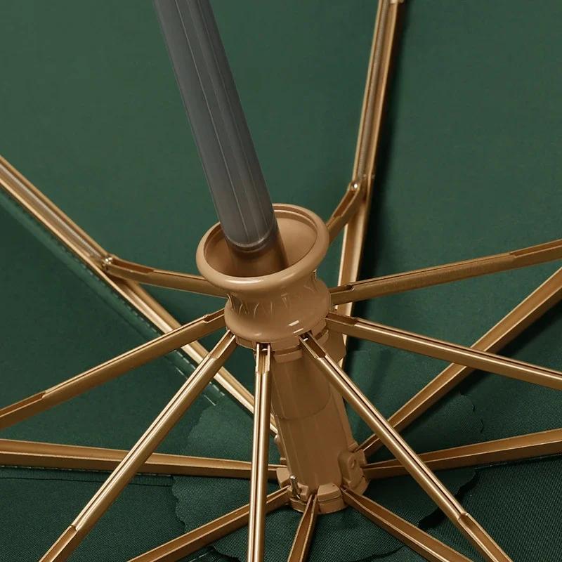 Мужской Женский Трехсекционный Зонт Маленький Свежий Простой Золотой Пластиковый Ветрозащитный Автоматический Дождевик Хозяйственный Дом