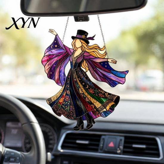 Подвеска-вертушка для зеркала заднего вида автомобиля, Танцующая девушка, Ловец солнечного света, Ручная работа, Витражная вертушка, Устойчивая к погодным условиям, Садовая, Бохо, Подвесная, Ловец солнечного света
