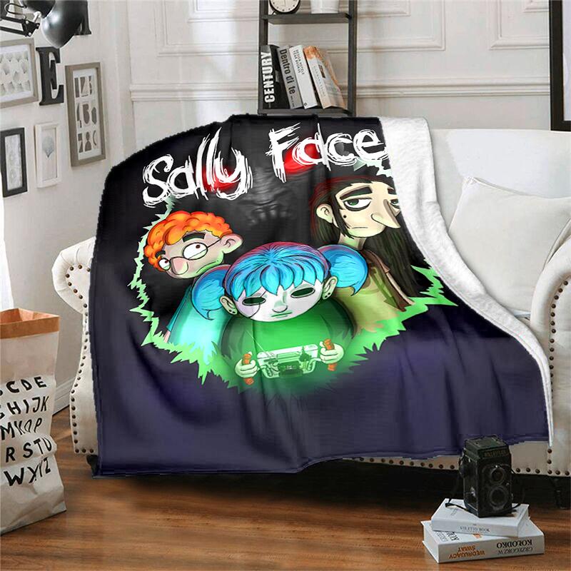 1pc Blanket Sally Face1 Print Design, Lightweight Blanket for Sofa, Bed- Soft &Warm, Gift for All Seasons like Christmas, Halloween