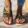 New Toe Clip Thin Strap Women's Sandals Hollow Flat Sandals Sunflower Pattern Outdoor Beach Slippers Sandals