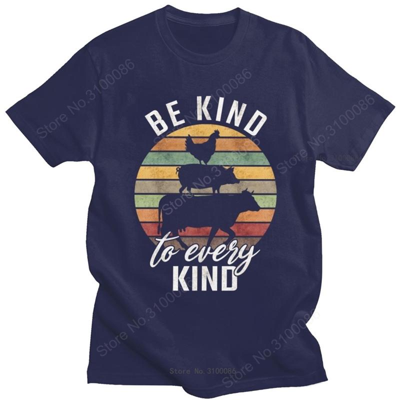 Sunset Vintage Nature Lovers Tees Men Crew Neck ShortSleeve Be kind to every kind Animal Tshirt Vegan Vegetarian Summer Tshirt