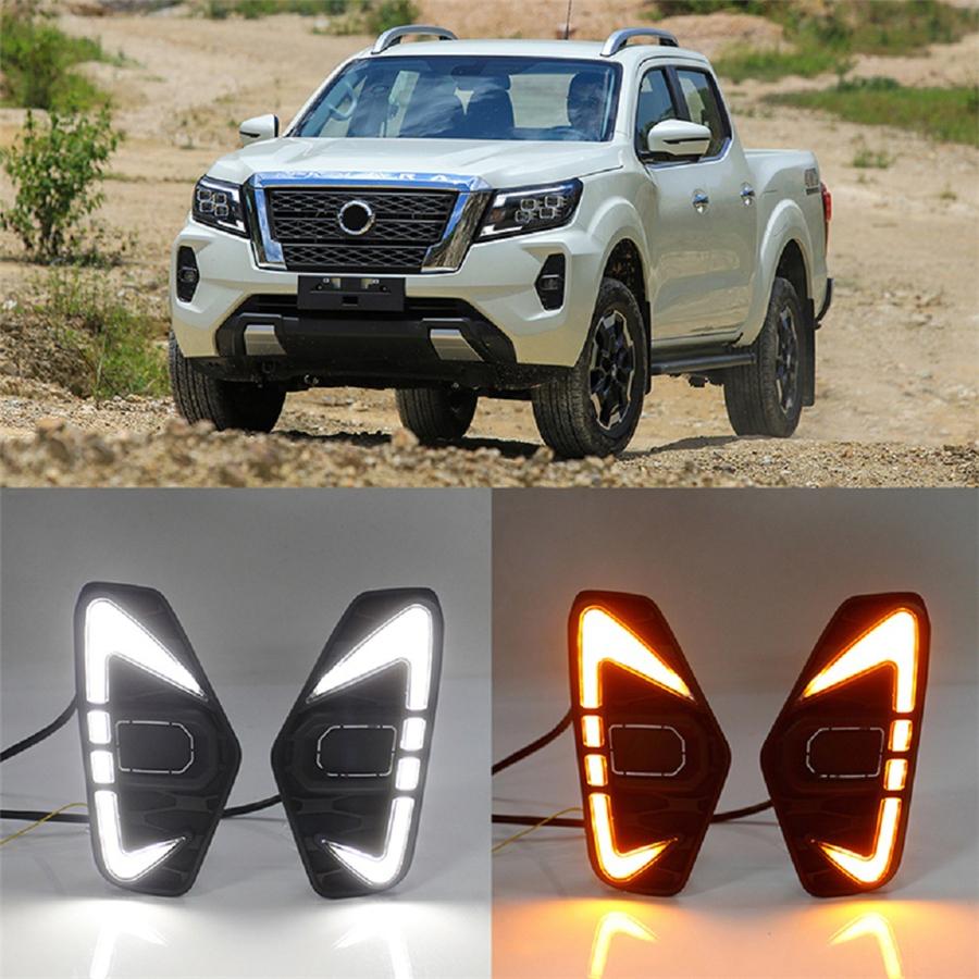 2x LED DRL Daytime Running Light Fog Turn Signal Lamps For Nissan Navara 2020-22