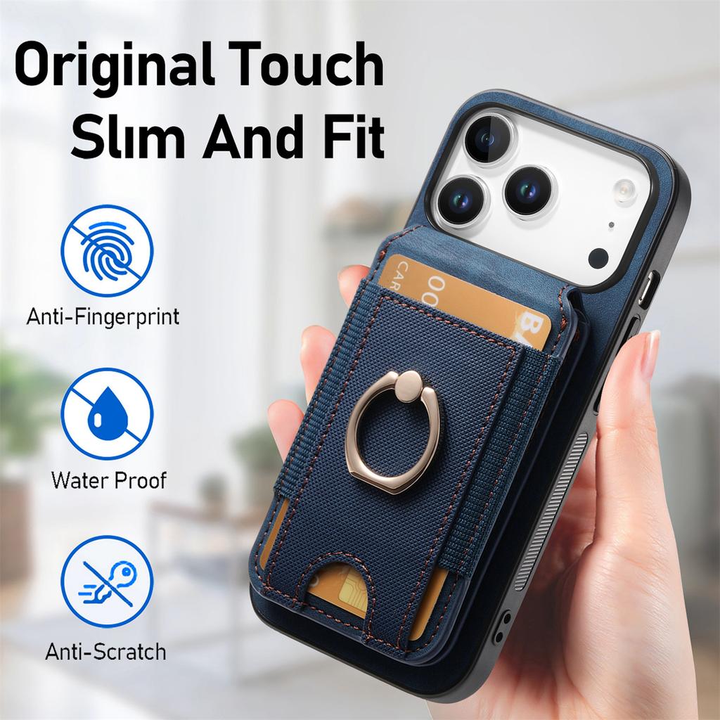 For iPhone 17 Pro Case Compatible with MagSafe Leather Back Cover with Detachable Card Holder Kickstand