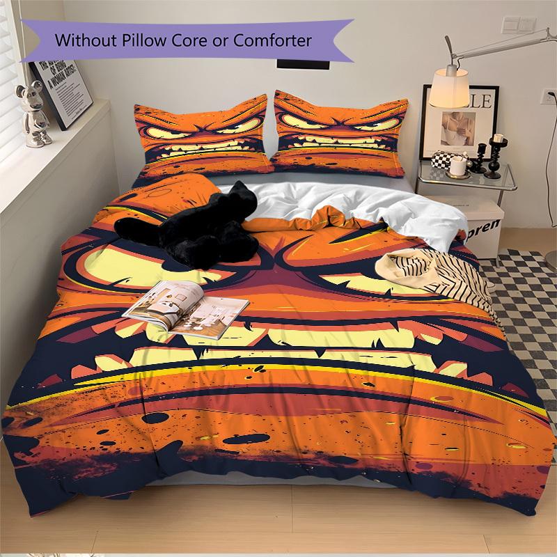 3pcs bedding set Angry Face Includes 1 Comforter + 2 Pillowcases, Without Pillow Inserts, Soft Comfortable, Lightweight Breathable, Printed