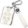 QBUC for Chevy Key Fob Cover,Soft TPU Car Key Case Protector with Leather Keychain Compatible with Chevy Silverado 1500 2500HD 3500HD Tahoe Suburban