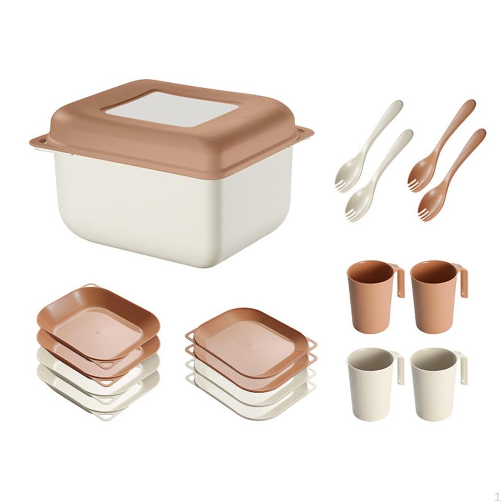 Dinnerware Sets Outdoor Cutlery Set Stackable Adults Reusable Plates Utensils Tableware