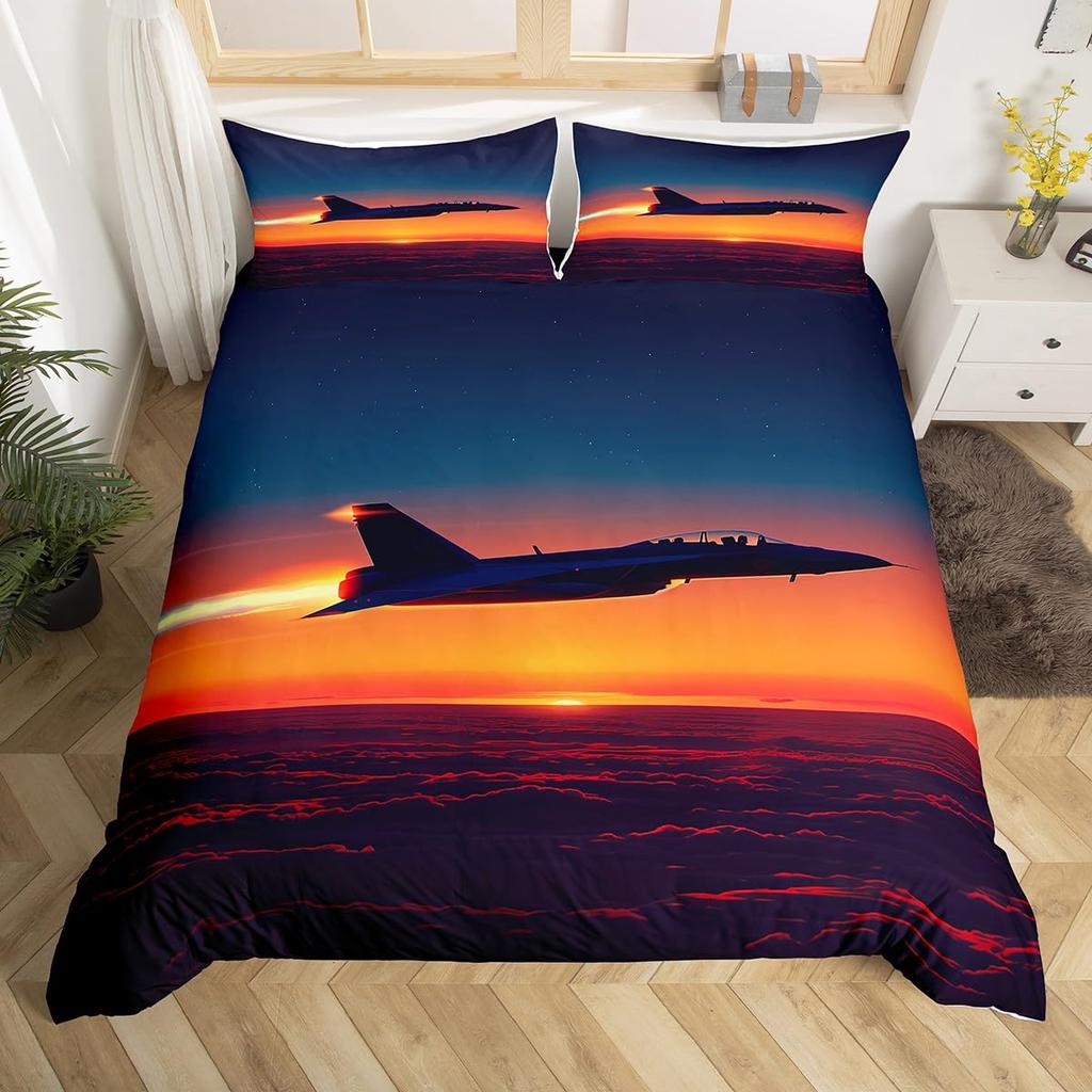 Комплекты пододеяльников для самолетов размера Queen King, комплект постельного белья с рисунком самолета для детей, мальчиков, девочек, авиационная тематика, пододеяльник