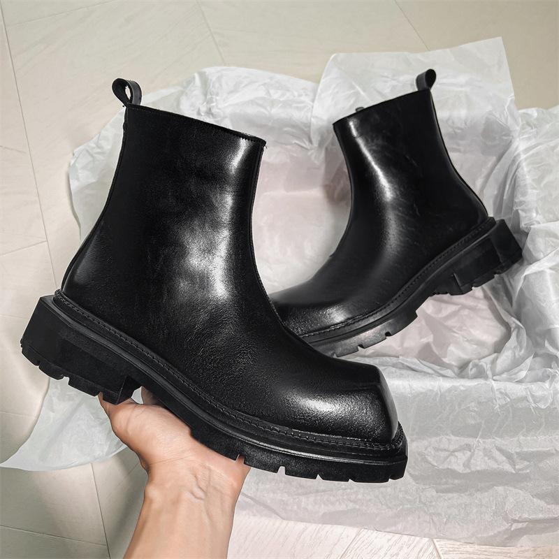 Chelsea boots men's 2024 autumn and winter new British style men's square head thick sole heightening Martin boots 2907-J