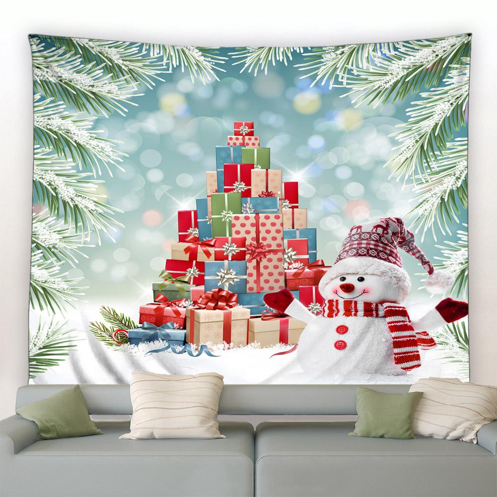 Санта-Клаус Снеговик с декоративным принтом и узором гобелен для дома, гостиной, спальни, настенное украшение, фон, тканевый гобелен