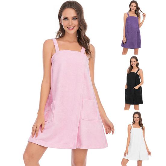 Женское банное полотенце-обертывание для спа-тела с ремнями и карманами, регулируемая застежка, полотенце-халат для душа с повязкой на голову для лица