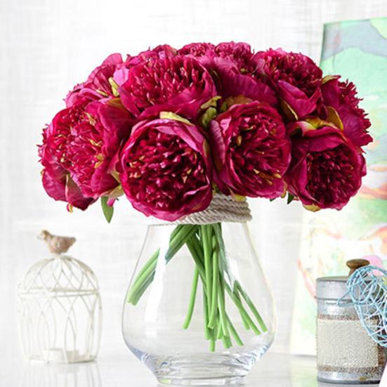 1 букет 5 головок искусственный пион шелковый цветок свадебный домашний садовый декор