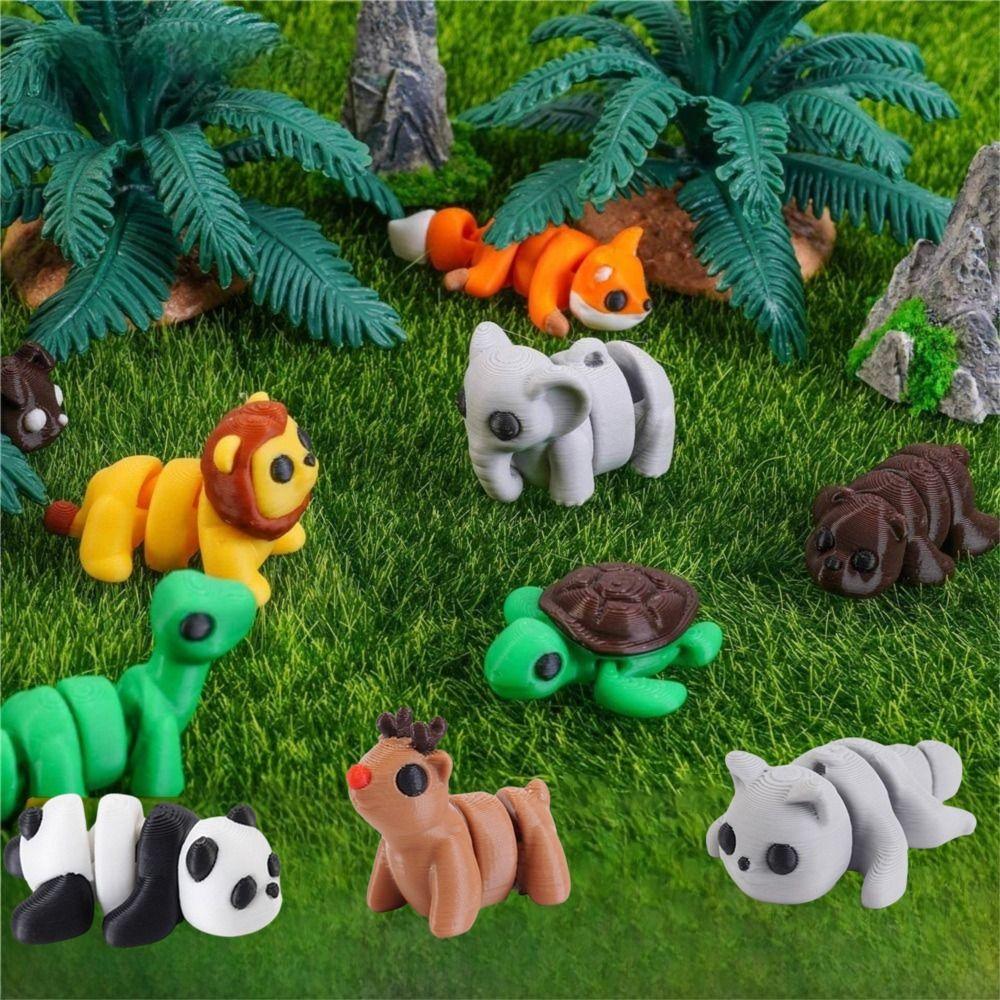 Шарнирные суставы 3D-печатные мини-животные Милый стиль существ Многосуставные подвижные фигурки животных Декор для офисного стола