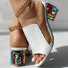 Women Crystal Sandals 2025 New Spring Summer Open Toe Sandals Square Heels Beach Sandals Women Sandalias De Mujer