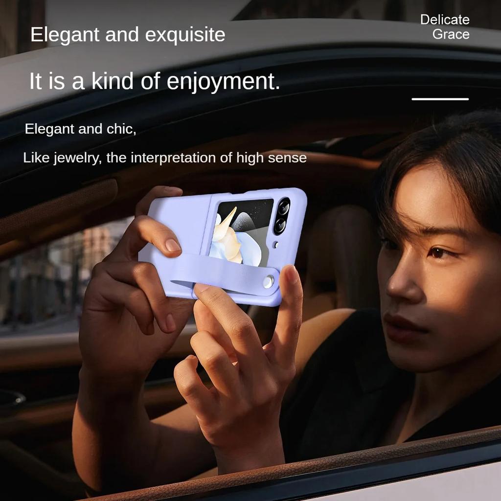 Роскошный ремешок на руку, простой кожаный кронштейн для Samsung Galaxy Z Flip 6, 5, 4, 3, 5G, складной противоударный защитный чехол, аксессуар