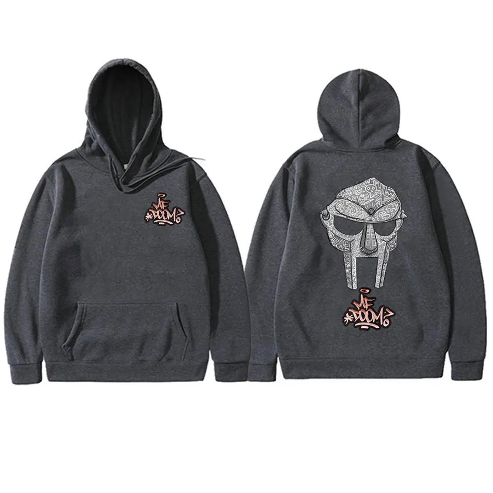 Худи с принтом Mf Doom Madvillain Металлическая Маска Лицо Двусторонний Принт Мужское Оверсайз Пуловер Мужские Хип-Хоп Рэп Винтажные Худи