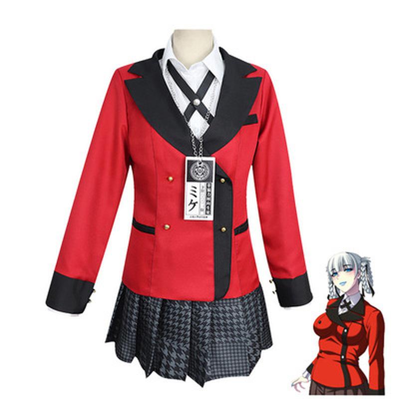 4PCS Full Set Anime Kakegurui Momobami Kirari Cosplay Costume Jabami Yumeko Cosplay Costume Igarashi Sayaka Uniform