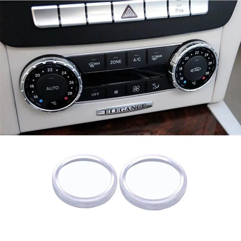 Aluminium Alloy Car Air Conditioner Knob Ring Sticker Trim For Mercedes Benz C Class W204 2008-2013 Auto Interior Accessories