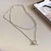 Корейское серебряное ожерелье S925 с двойным слоем OT Змеиная кость для женщин – Универсальная, высококачественная цепочка для свитера