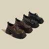 British Style Platform Heightening Small Leather Shoes Versatile Lace-up Leather Loafers