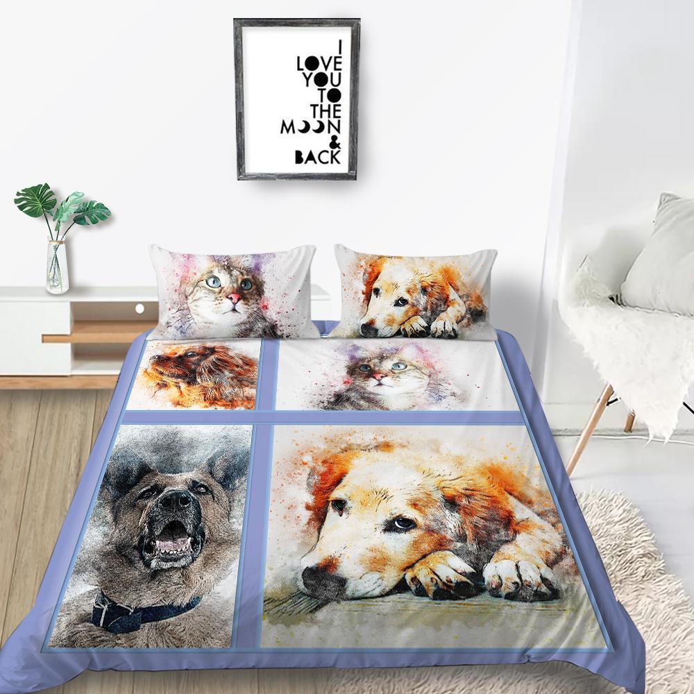 Новая мода, чехол для постельного белья для собак, костюм с рисунком домашних животных, домашний текстиль, комплект постельного белья, пододеяльник, роскошный комплект пододеяльников королевского размера