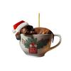 Dachshund Christmas Ornament Puppy In Mug Christmas Tree Ornament 2D Acrylic Dachshund Hanging Decor Gifts for Dog Lovers
