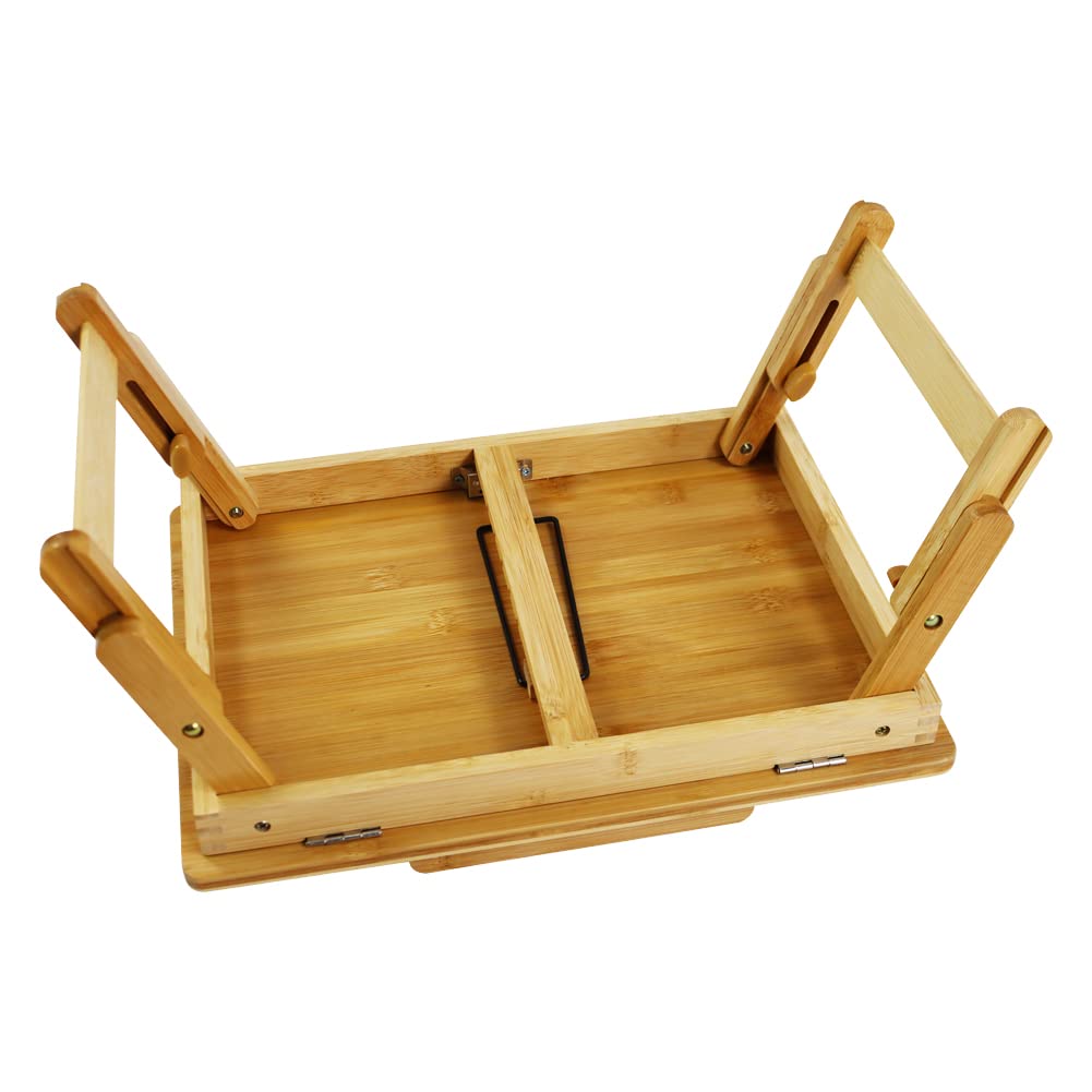 WKWKER Бамбуковый компьютерный складной стол со складной регулируемой высотой и прикроватный кофейный компьютерный ПК рабочий стол-поднос, Чабудай, Ножки,