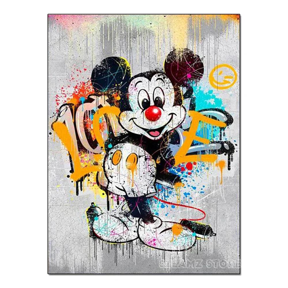5D DIY Цветной набор для алмазной живописи Микки, Приливное граффити, Вышивка крестом, Ручная работа, Алмазная мозаика, Искусство вышивки алмазной мозаикой, Подарок