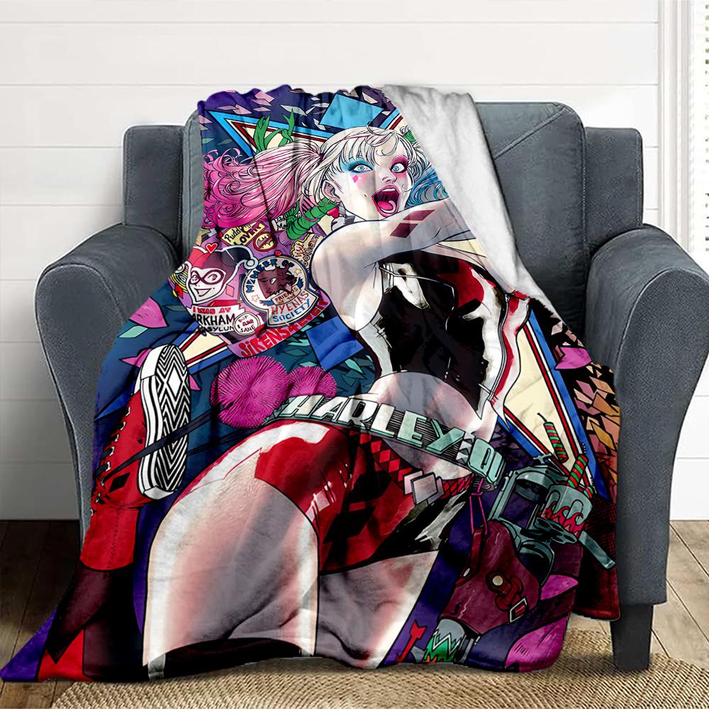 Harley Quinn Flannel Blanket Throw Blanket Soft Warm Sofa Bed Camping Car home Decor Unique Christmas Gift C930377