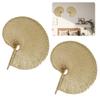 1/2Pcs Handmade Weaving Fan Chinese Style Natural Bamboo Raffia Hand Fan Woven