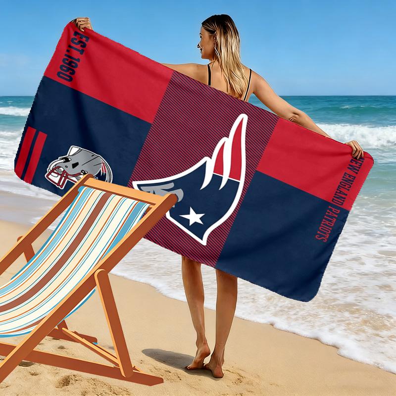 New England Patriots Logo Print Beach Towel, Large Soft Quick Dry Towel for Beach Camping Swimming