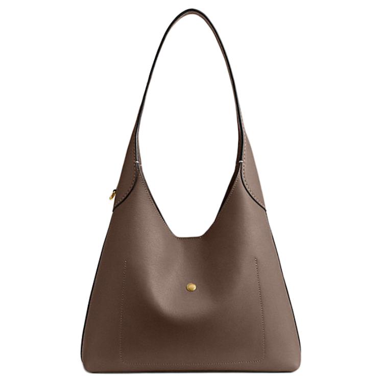 Coach Brooklyn 28 Logo Magnetic Closure Natural Grain Leather Tote Shoulder Bag Large Women bags Dark-Gray CU068-B4CBD