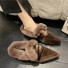 Меховые женские туфли на плоской подошве из хлопка с острым носком, замшевые теплые туфли, дизайнерские зимние ботинки, короткие плюшевые прогулочные сексуальные женские туфли Botas