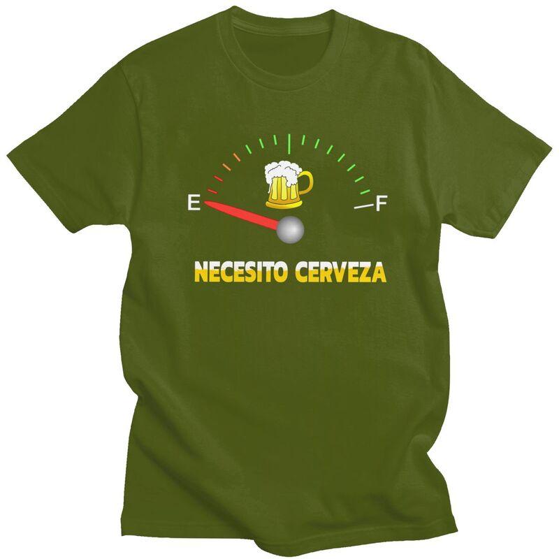 Мужская футболка с надписью Custom Necesito Cerveza I Need Beer, с коротким рукавом, из чистого хлопка, повседневная, модная